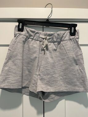 lululemon athletica Heathered Light Gray Drawstring Athletic Shorts
